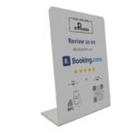 Λευκό NFC Booking Reviews Stand με Logo