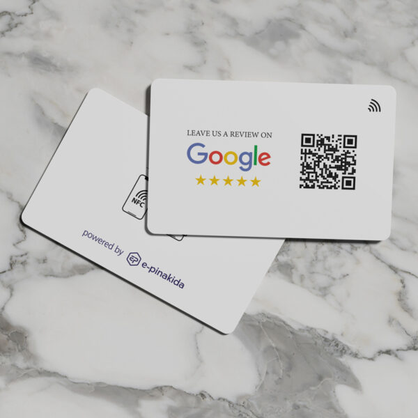 Λευκή NFC Google Reviews Κάρτα